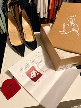 Christian Louboutin “So Kate” 120 Black Patent Leather Pointed Toe Pumps